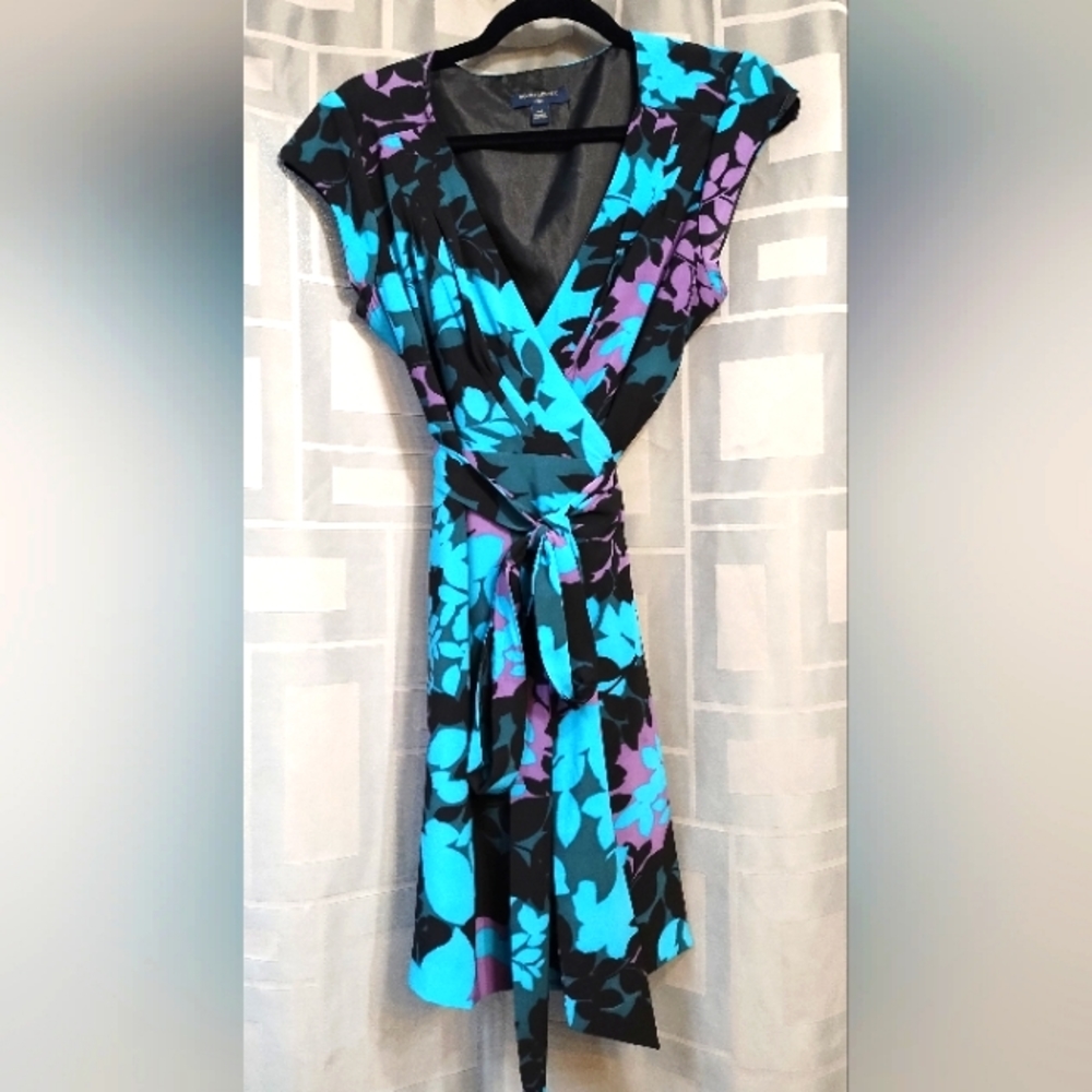 Banana Republic Floral Wrap Dress - Black, Blue, Purple